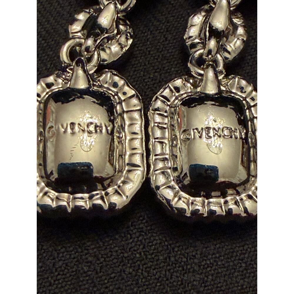 Glamorous Givenchy Stone Linear Drop Earrings large emerald-cut crystals 3”h - Picture 5 of 8